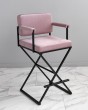 Барный стул для визажиста / бровиста розовый-черный