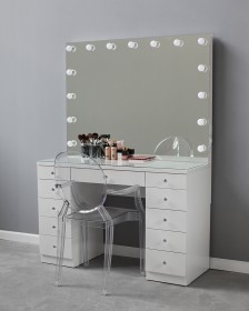 Туалетный столик с гримерным зеркалом белый 120 см
