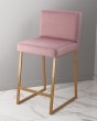 Барный стул визажиста темно-розовый - золотой — предпросмотр изображения 1