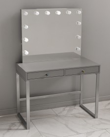 Гримерный столик Plus на металлических ножках с зеркалом L e14 серый-пыльный