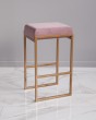 Барный стул розовый на золотом каркасе — предпросмотр изображения 1