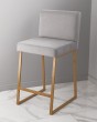 Барный стул визажиста светло-серый - золотой — предпросмотр изображения 1