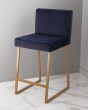 Барный стул визажиста темно-синий - золотой — предпросмотр изображения 1