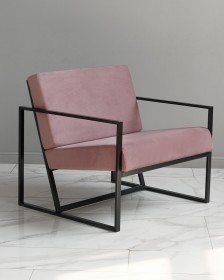 Кресло лофт розовое на черном каркасе
